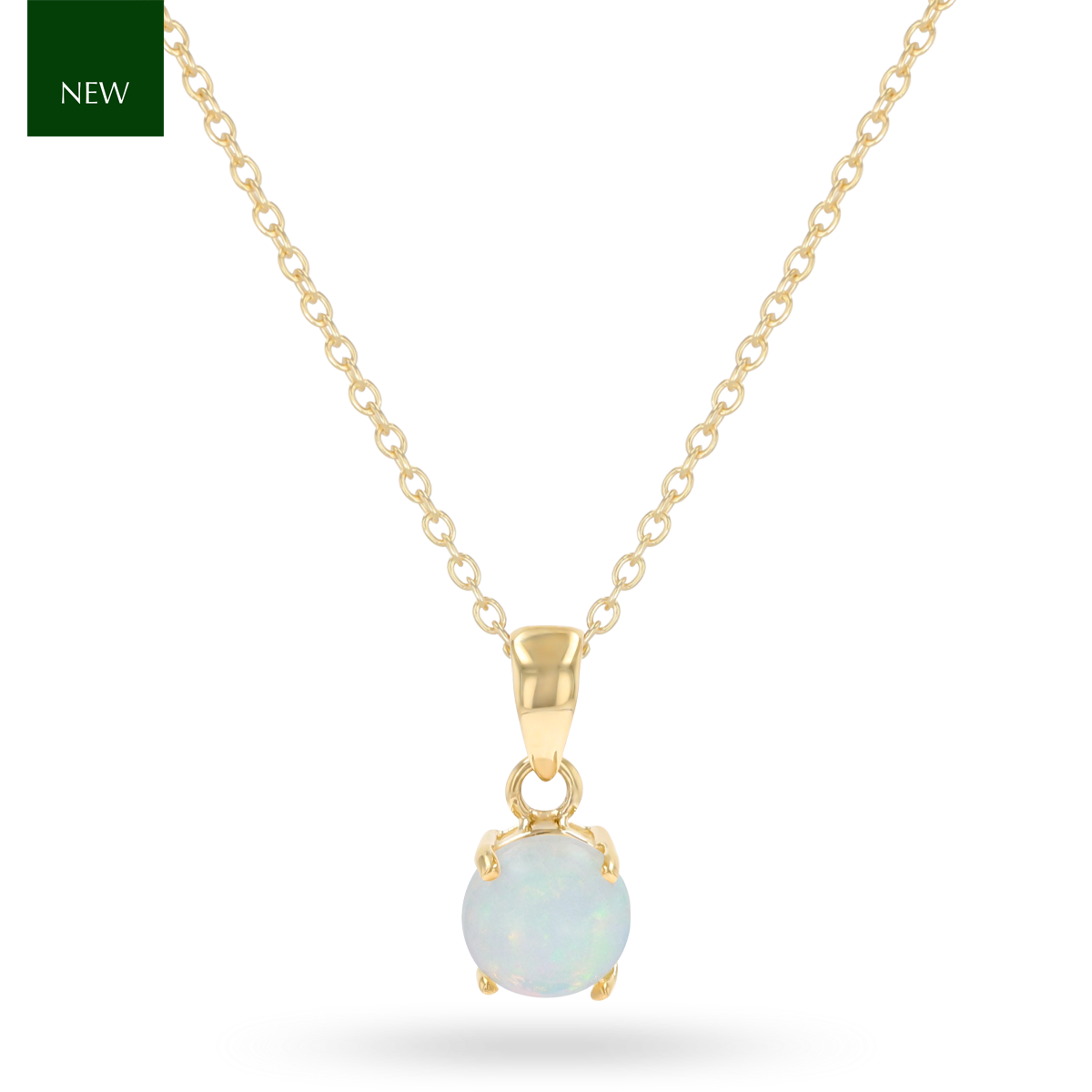 9ct Yellow Gold Round Shaped Opal Solitaire Pendant