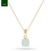 9ct Yellow Gold Round Shaped Opal Claw Set Pendant & Chain