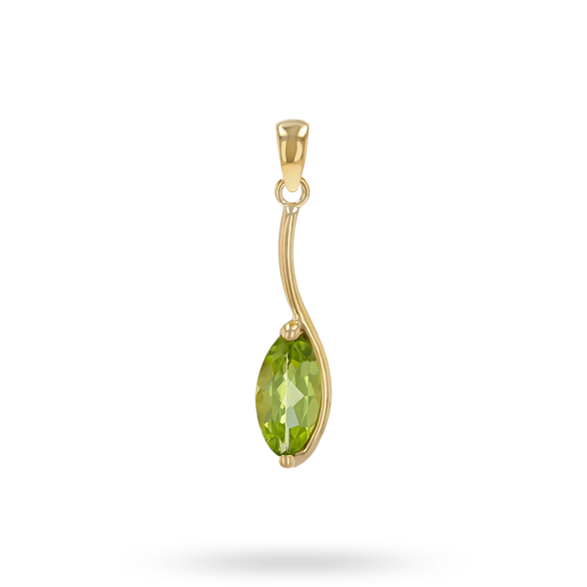 9ct Yellow Gold Marquise Cut Peridot Solitaire Pendant