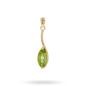 9ct Yellow Gold Marquise Shaped Peridot Pendant