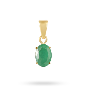 9ct Yellow Gold Oval Shaped Emerald Claw Set Pendant