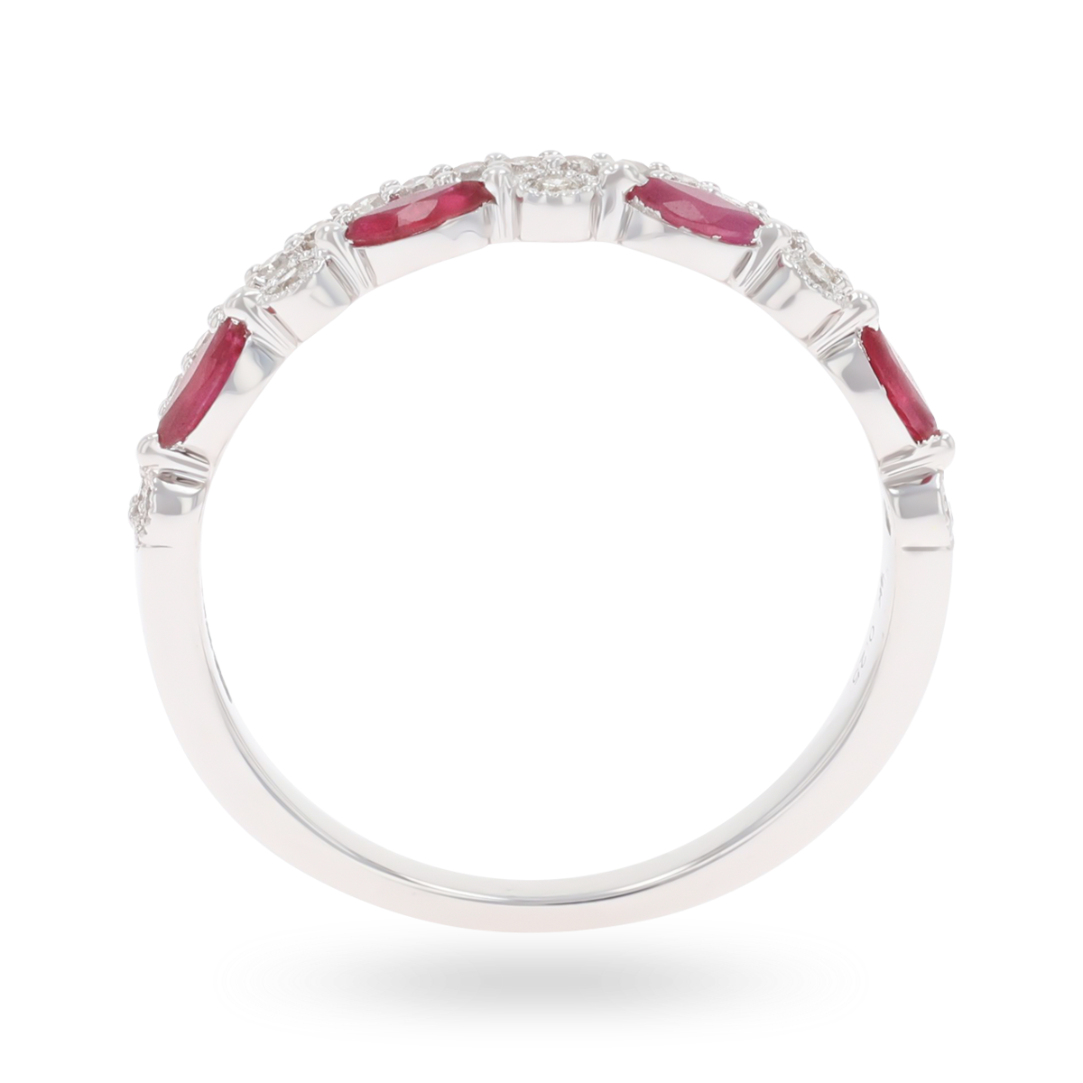 9ct White Gold Marquise Shaped Ruby & Diamond Ring