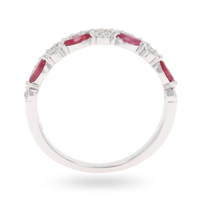 9ct White Gold Marquise Shaped Ruby & Diamond Ring