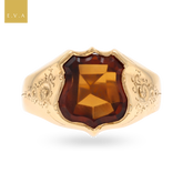 Un-hallmarked 8ct Yellow Gold Shield Shaped Smokey Quartz Signet Ring