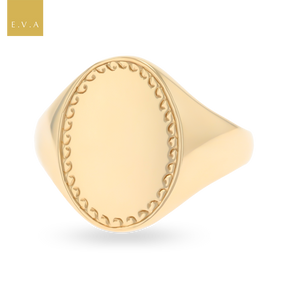 9ct Yellow Gold 19x14mm Oval Shaped Signet Ring