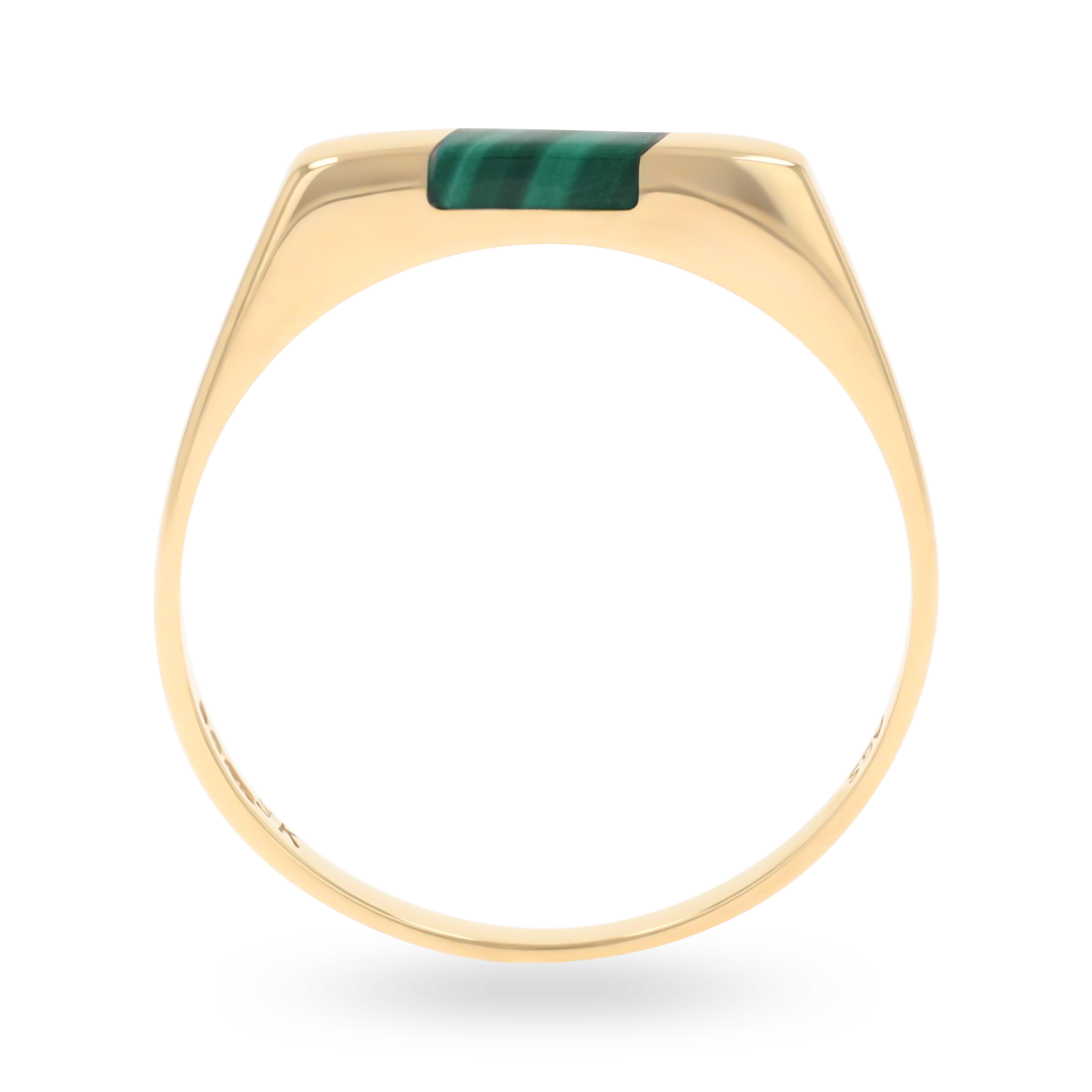 9ct Yellow Gold Malachite Horizontal Rectangle Signet Ring