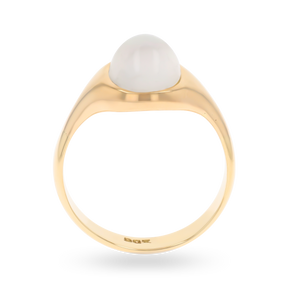 Un-hallmarked 9ct Yellow Gold Moonstone Signet Ring