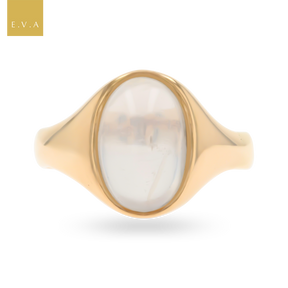 Un-hallmarked 9ct Yellow Gold Moonstone Signet Ring