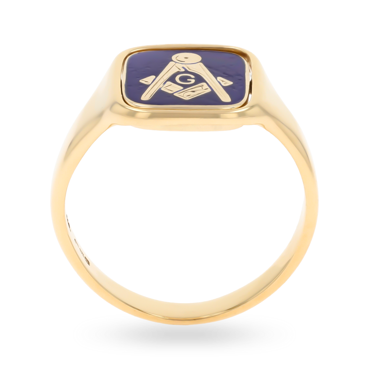 9ct Yellow Gold Cushion Shaped Masonic Swivel Signet Ring