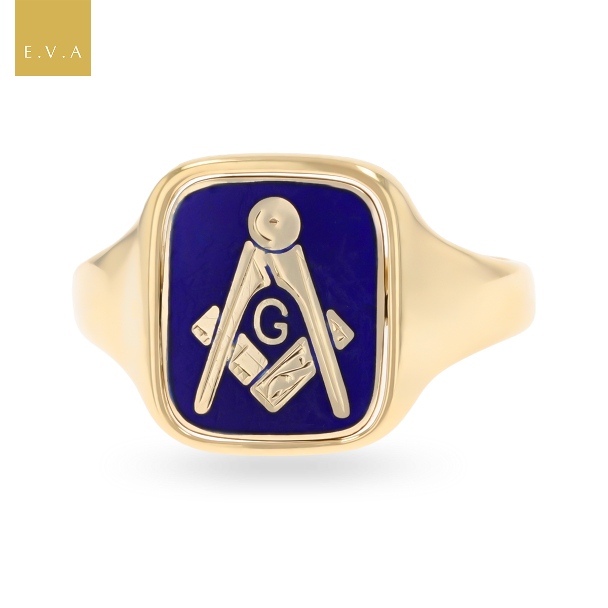 9ct Yellow Gold Cushion Shaped Masonic Swivel Signet Ring