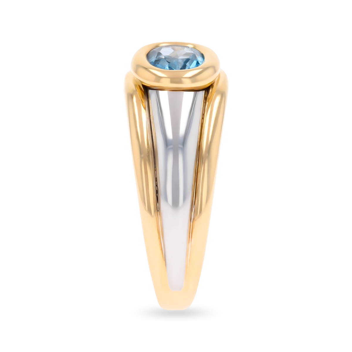 9ct Two Colour Gold Oval Shaped Blue Topaz Signet Ring