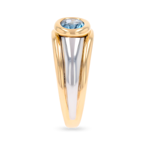 9ct Two Colour Gold Oval Shaped Blue Topaz Signet Ring