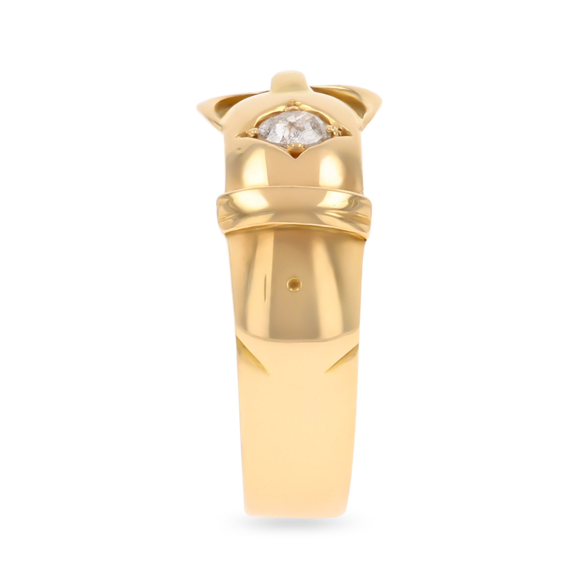 18ct Yellow Gold Old Mine Cut Diamond Set Victorian Buckle Ring