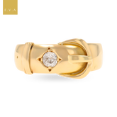 18ct Yellow Gold Old Mine Cut Diamond Set Victorian Buckle Ring
