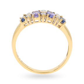 18ct Yellow Gold Tanzanite, Sapphire & Diamond Set Ring