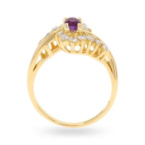18ct Yellow Gold Amethyst & Diamond Twist Ring