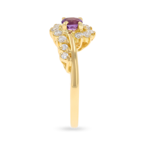 18ct Yellow Gold Amethyst & Diamond Twist Ring