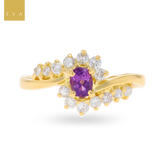 18ct Yellow Gold Amethyst & Diamond Twist Ring