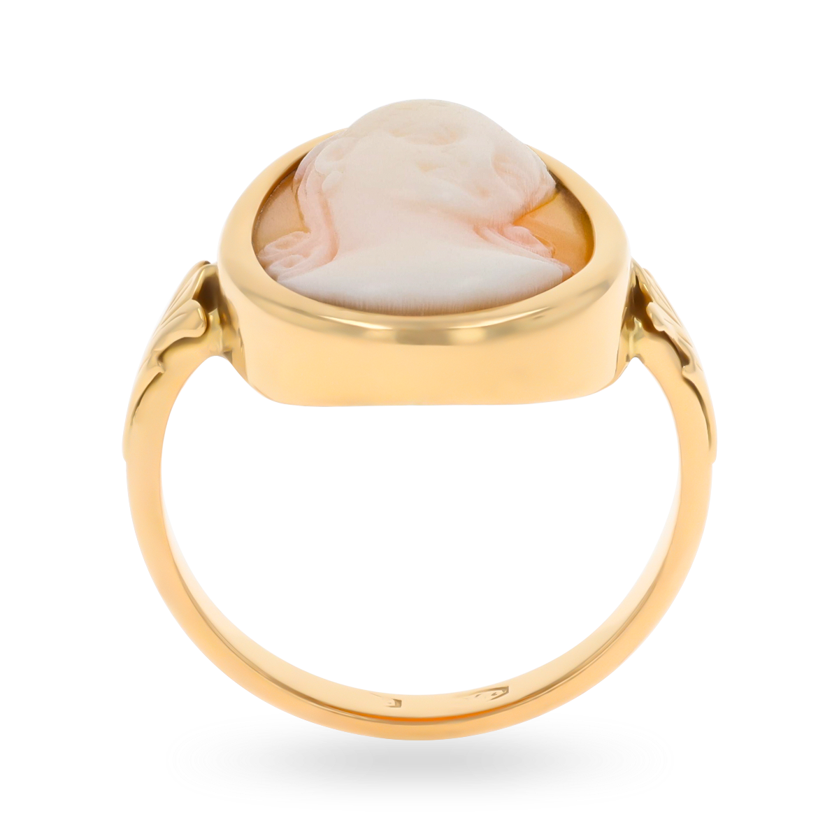 Un-hallmarked 18ct Yellow Gold Oval Shaped Shell Cameo Bezel Set Ring