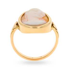 Un-hallmarked 18ct Yellow Gold Oval Shaped Shell Cameo Bezel Set Ring
