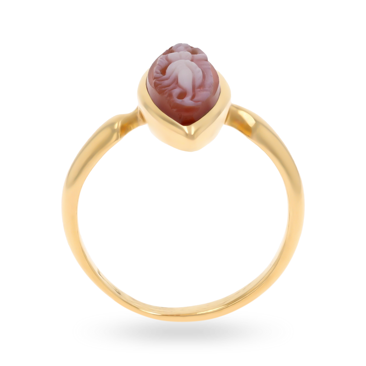 Un-hallmarked 18ct Yellow Gold Marquise Shaped Cameo Ring