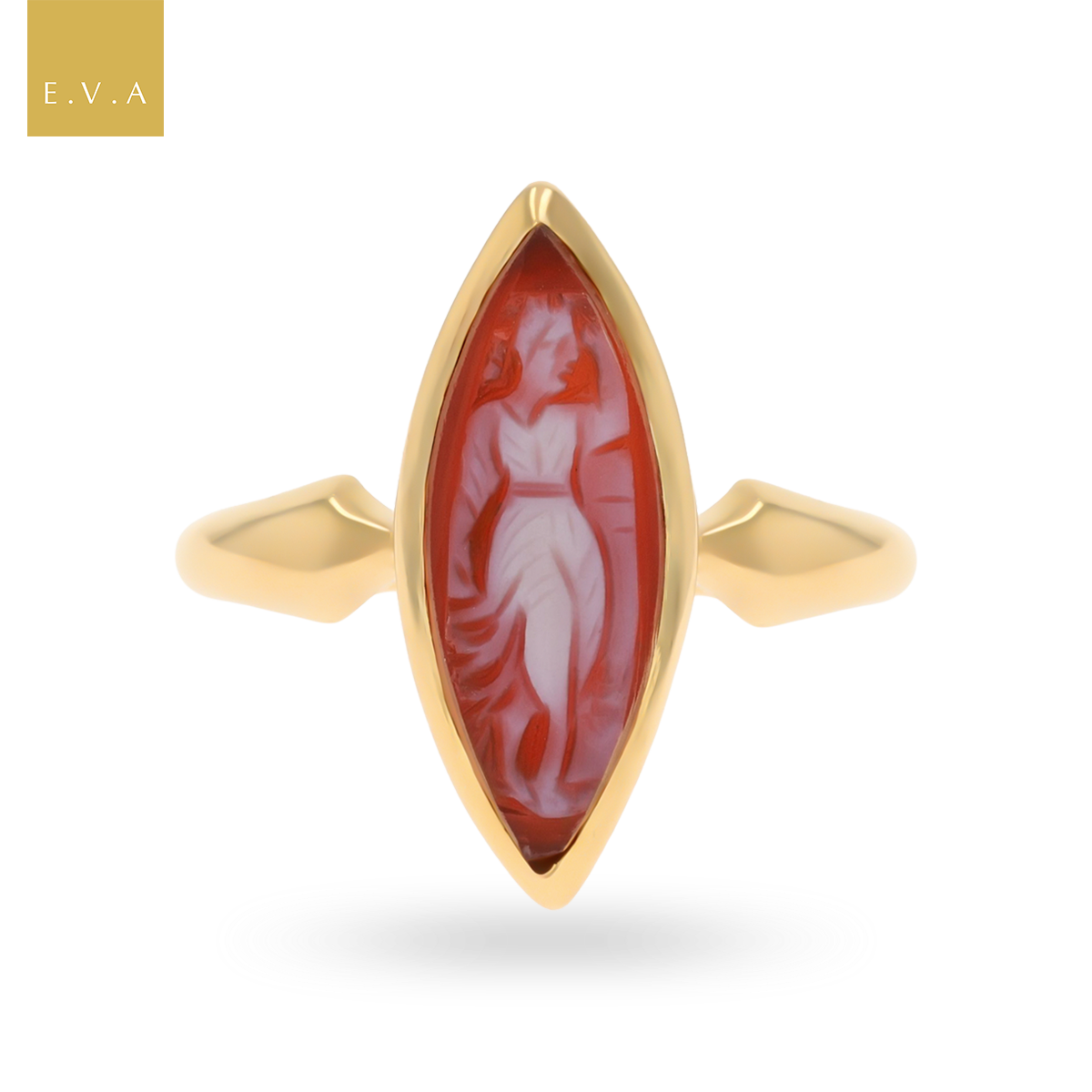 Un-hallmarked 18ct Yellow Gold Marquise Shaped Cameo Ring