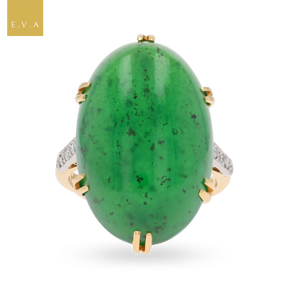 18ct Yellow Gold & Platinum Hydrogrossular Garnet & Diamond Ring