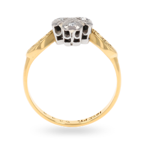 18ct Yellow Gold & Platinum Diamond Trefoil Antique Ring