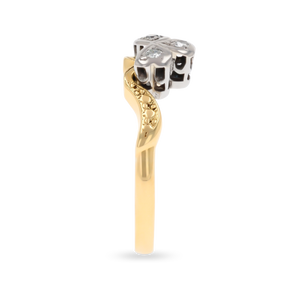 18ct Yellow Gold & Platinum Diamond Trefoil Antique Ring