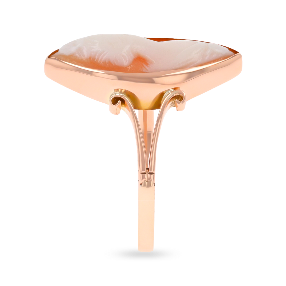 9ct Rose Gold Marquise Shaped Cameo Art Deco Ring