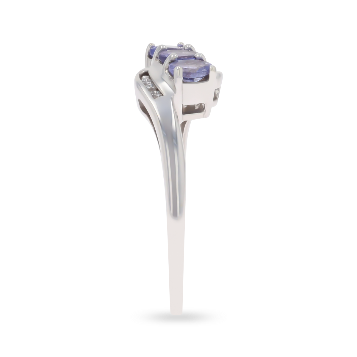 9ct White Gold Tanzanite & Diamond Twist Ring