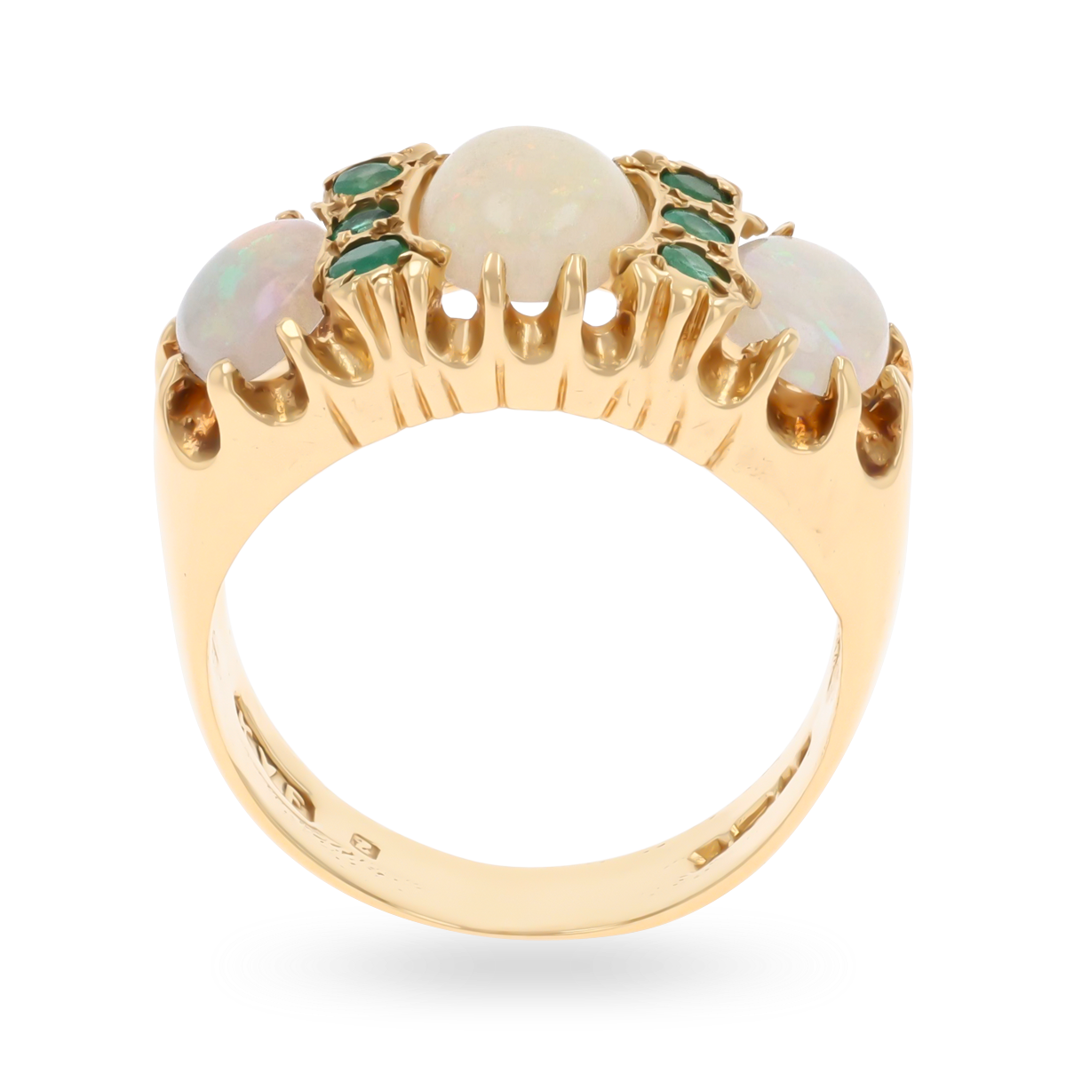 9ct Yellow Gold Opal & Emerald Dress Ring