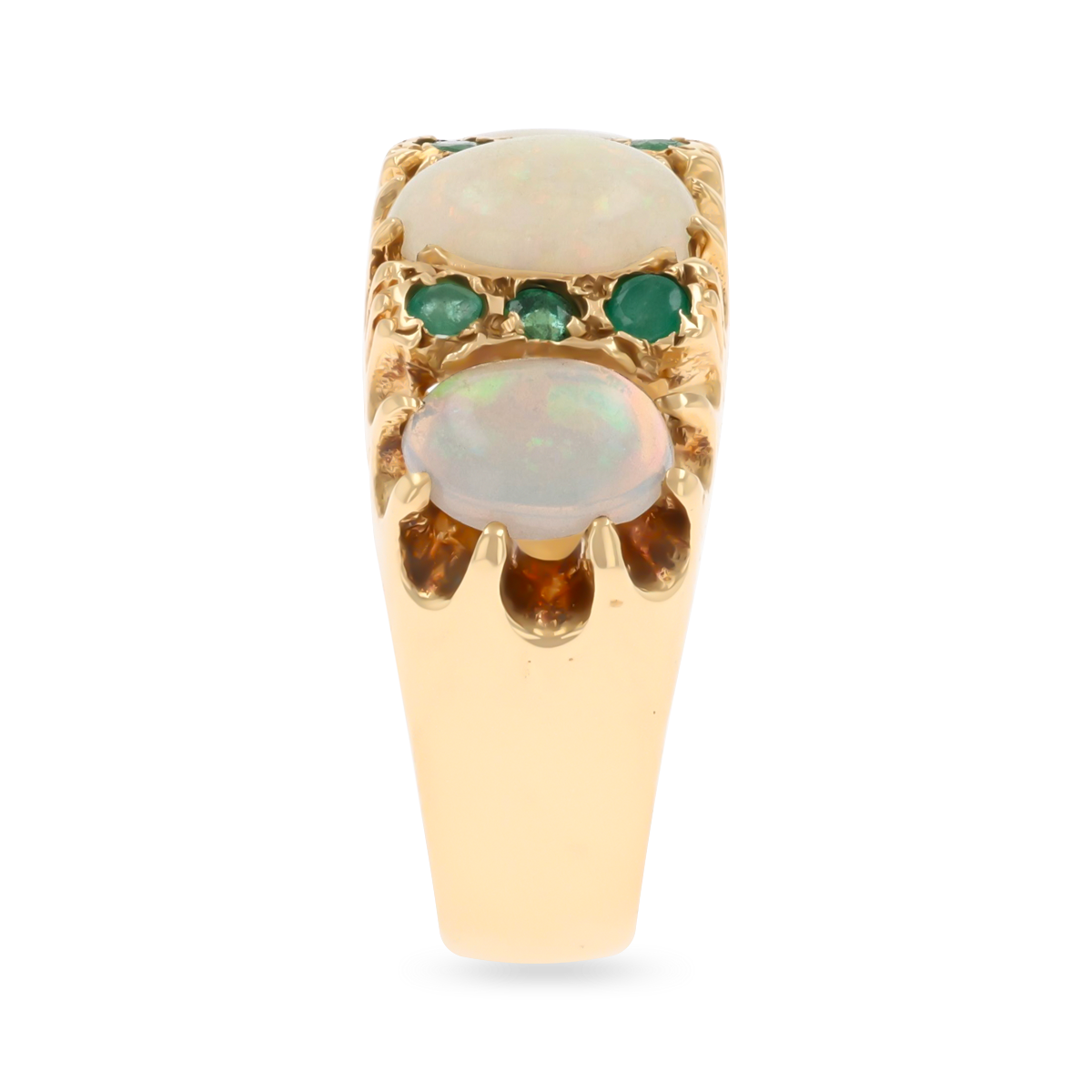 9ct Yellow Gold Opal & Emerald Dress Ring