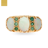 9ct Yellow Gold Opal & Emerald Dress Ring