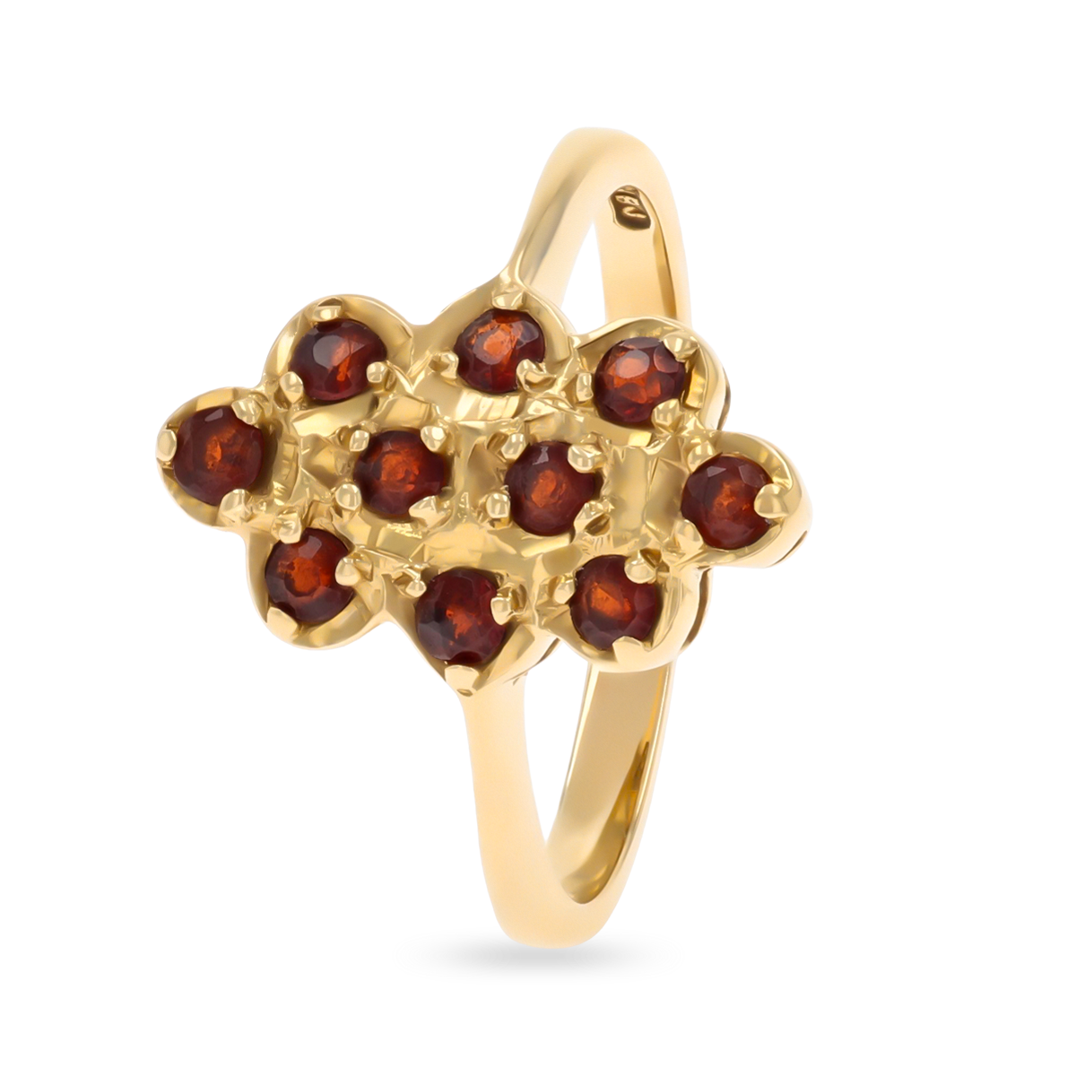 9ct Yellow Gold Garnet Set Tablet Ring