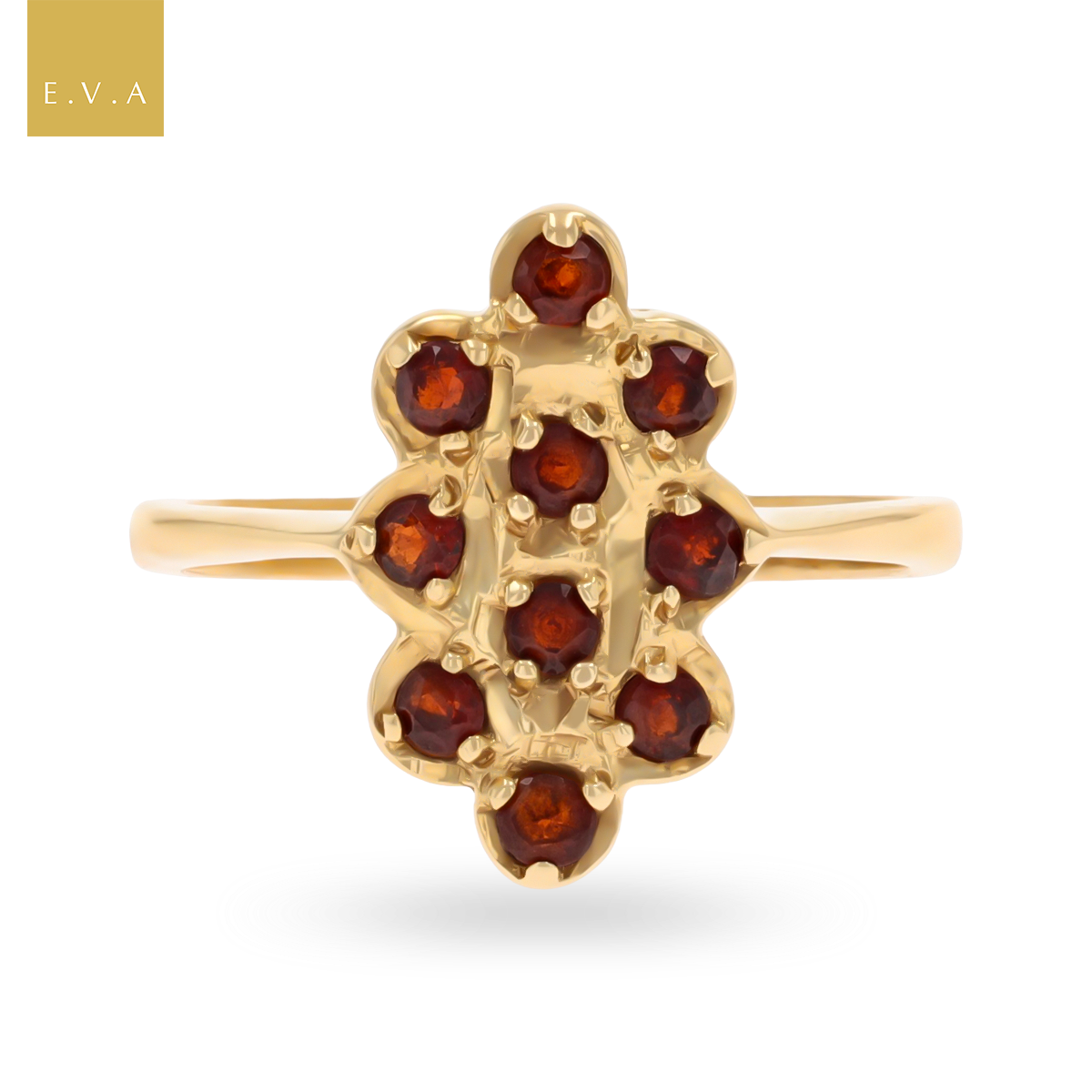9ct Yellow Gold Garnet Set Tablet Ring