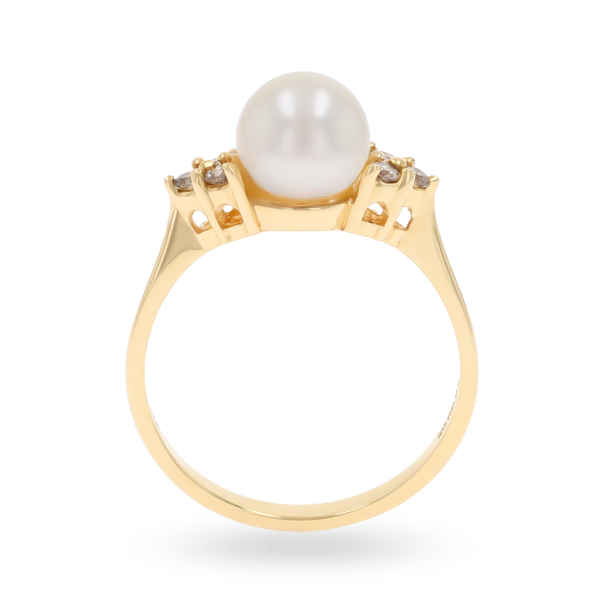 9ct Yellow Gold Cultured Pearl & Diamond Trefoil Ring