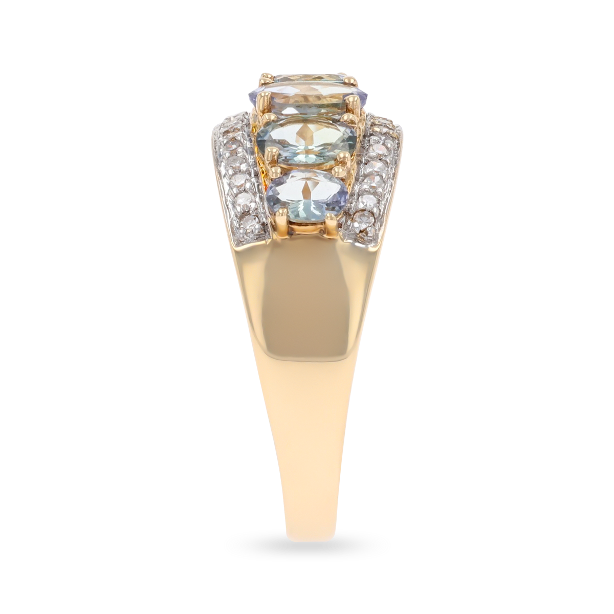 9ct Yellow Gold Bi Colour Tanzanite & Diamond Ring