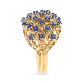 18ct Yellow Gold Sapphire Lattice Bombé Ring