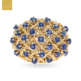 18ct Yellow Gold Sapphire Lattice Bombé Ring