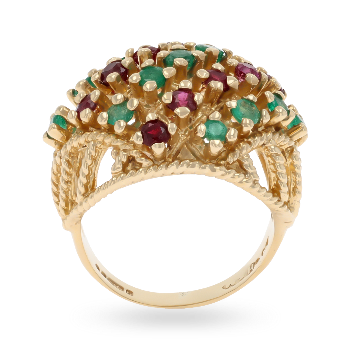 9ct Yellow Gold Emerald & Ruby Bombé Ring