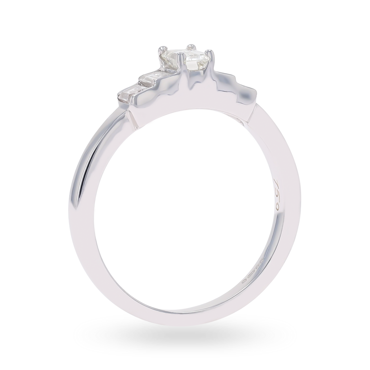 18ct White Gold 0.75cts Emerald Cut Diamond Five Stone Ring