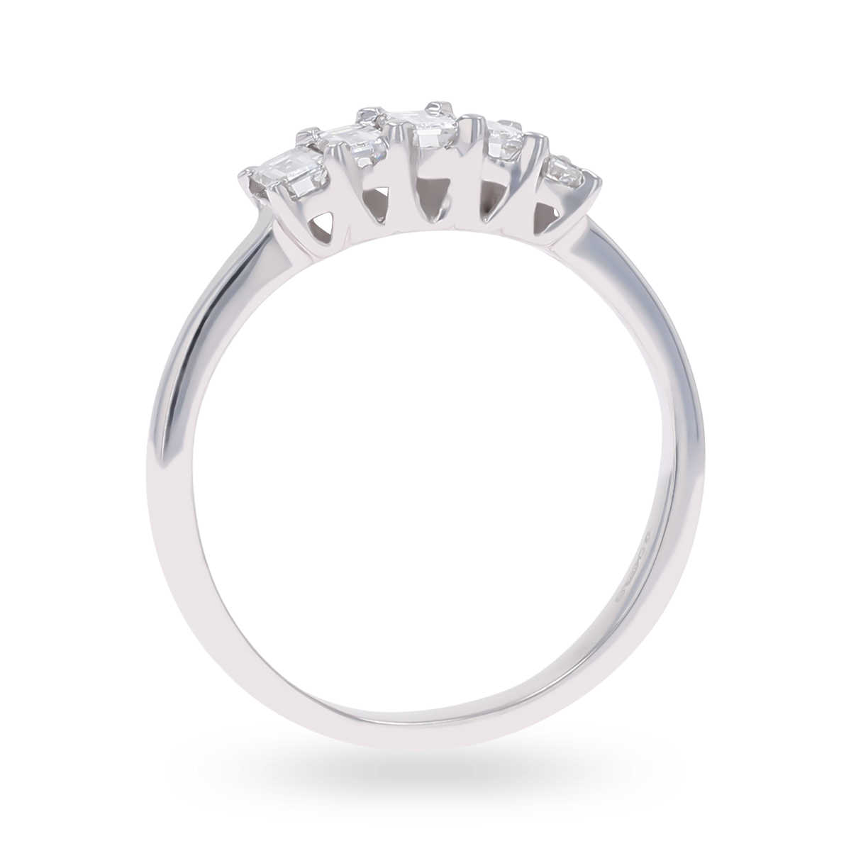 18ct White Gold 0.67cts Emerald Cut Diamond Five Stone Ring