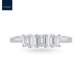 18ct White Gold 0.67cts Emerald Cut Diamond Five Stone Ring