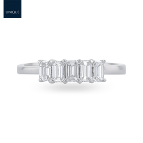 18ct White Gold 0.67cts Emerald Cut Diamond Five Stone Ring