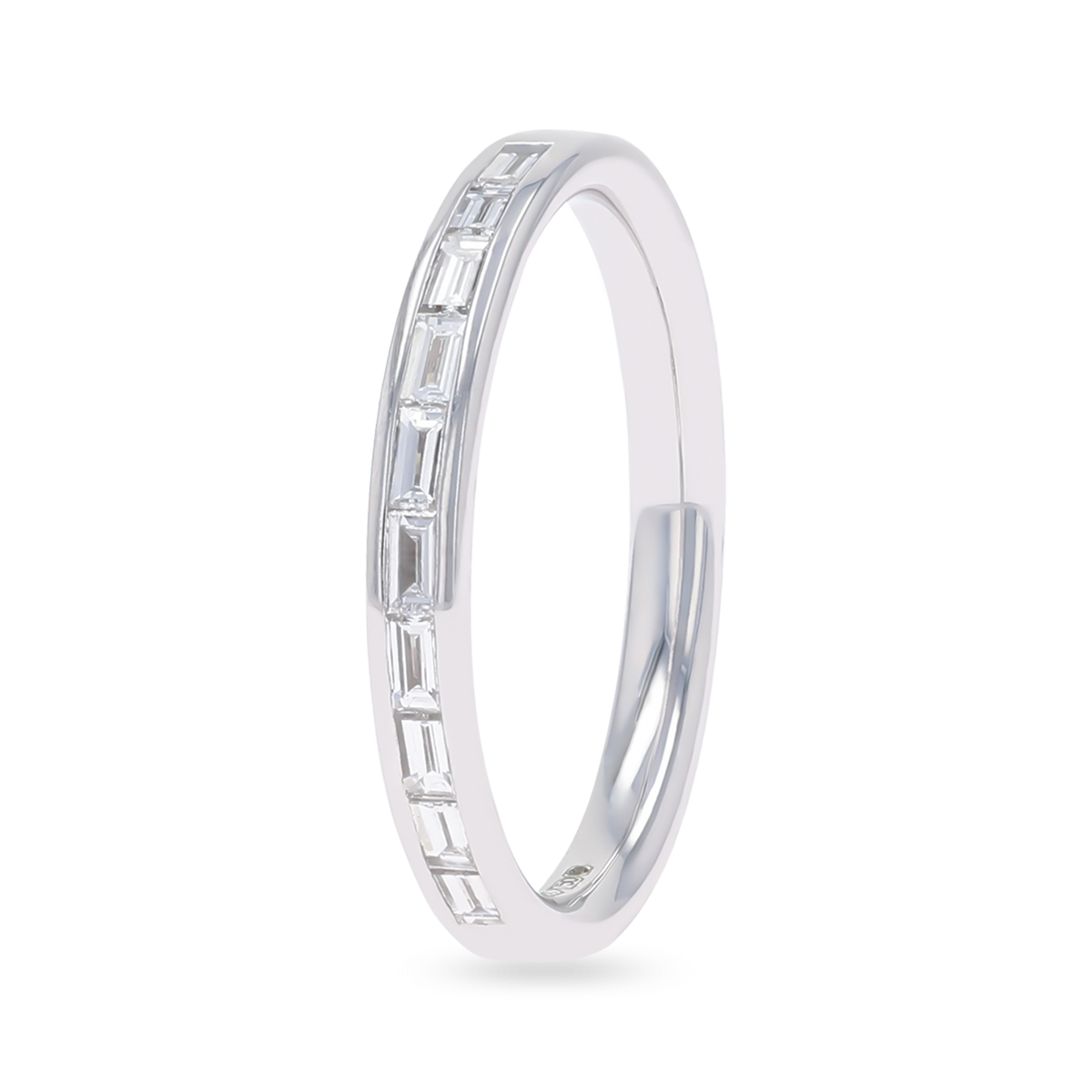 18ct White Gold Baguette Cut Certified 0.30cts Diamond Channel Set Band