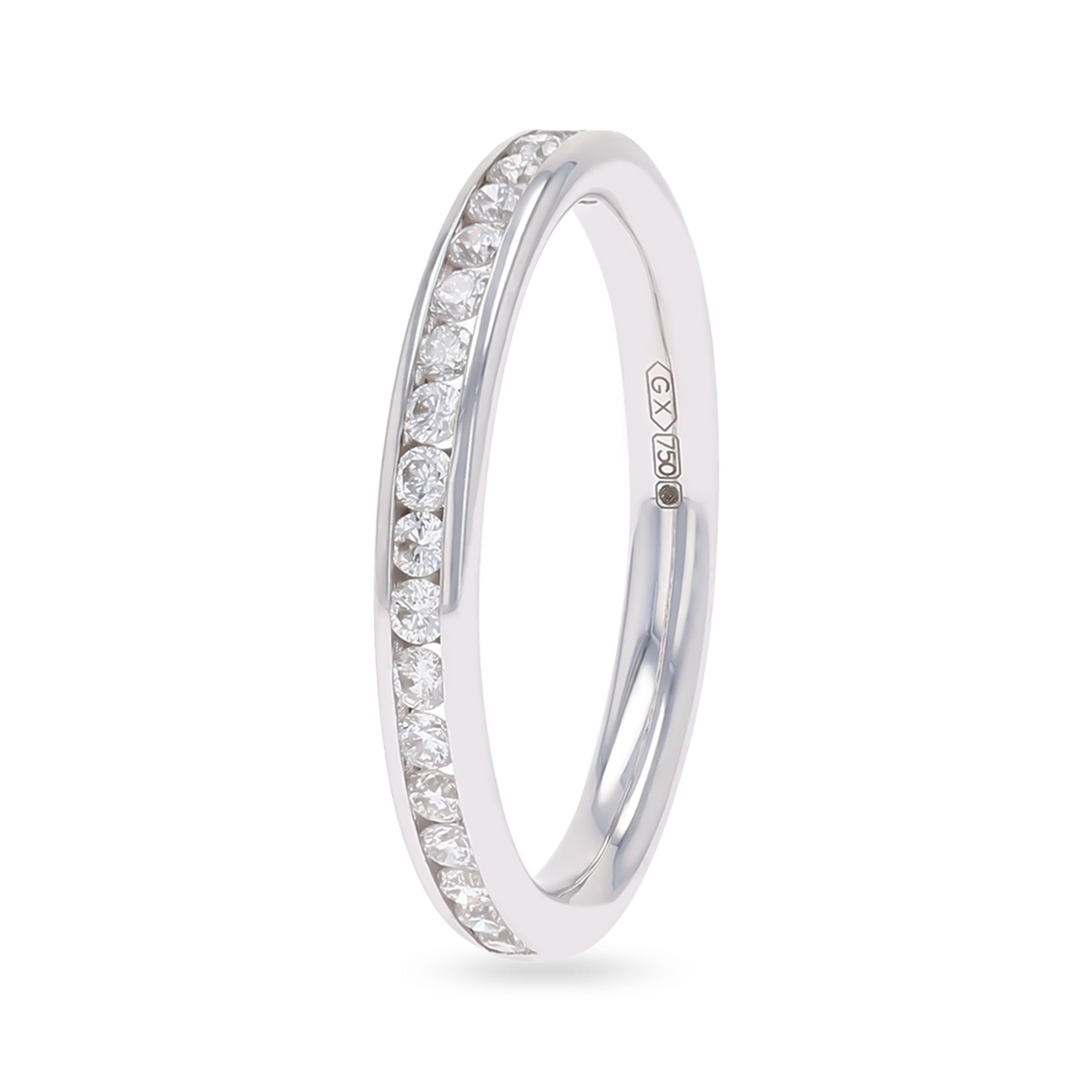 18ct White Gold Round Brilliant Cut Certified 0.33cts Diamond Channel Set Band