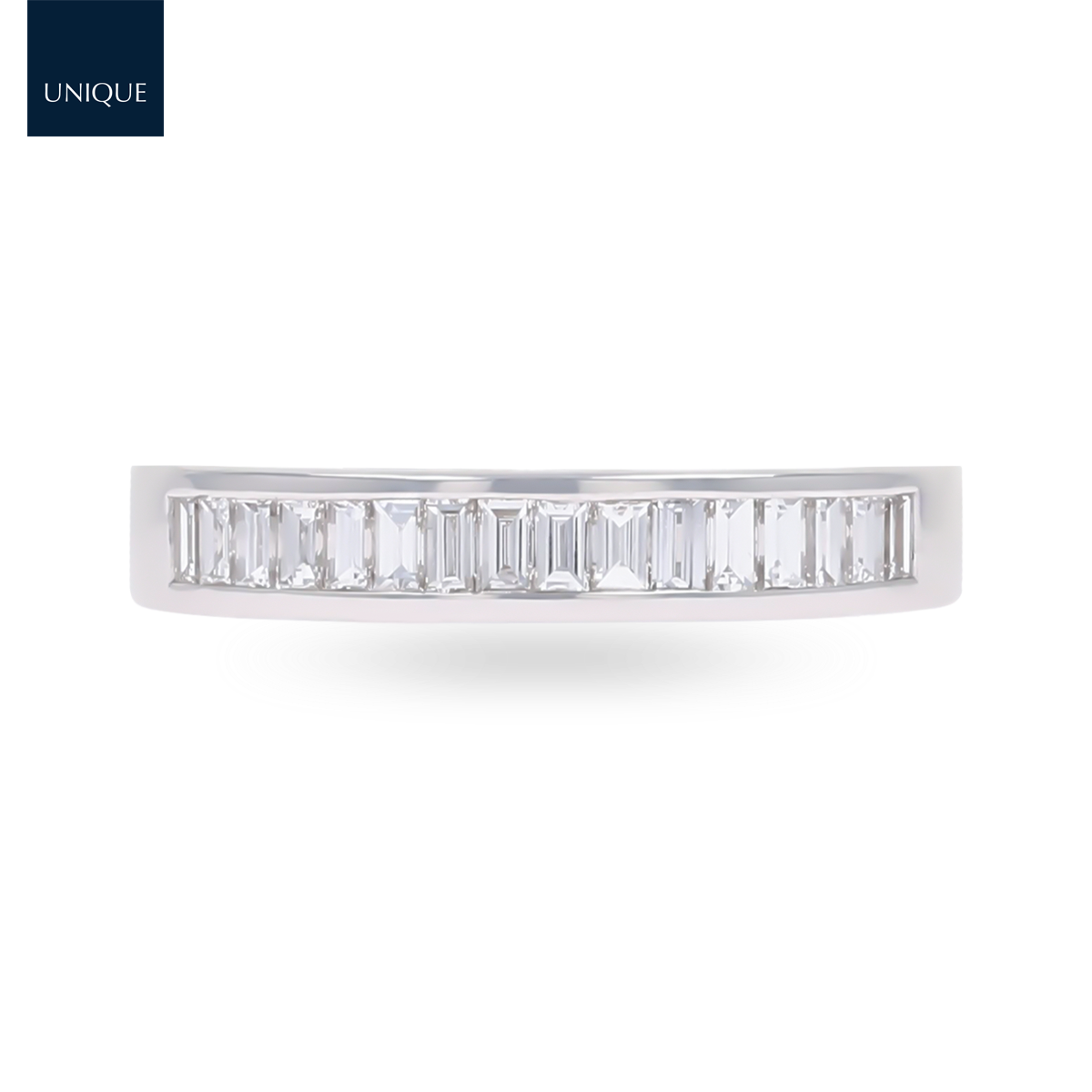 18ct White Gold Baguette Cut Certified 0.56cts Diamond Channel Set Band