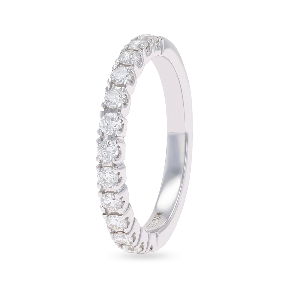 18ct White Gold Round Brilliant Cut Certified 0.50cts Diamond Set Band