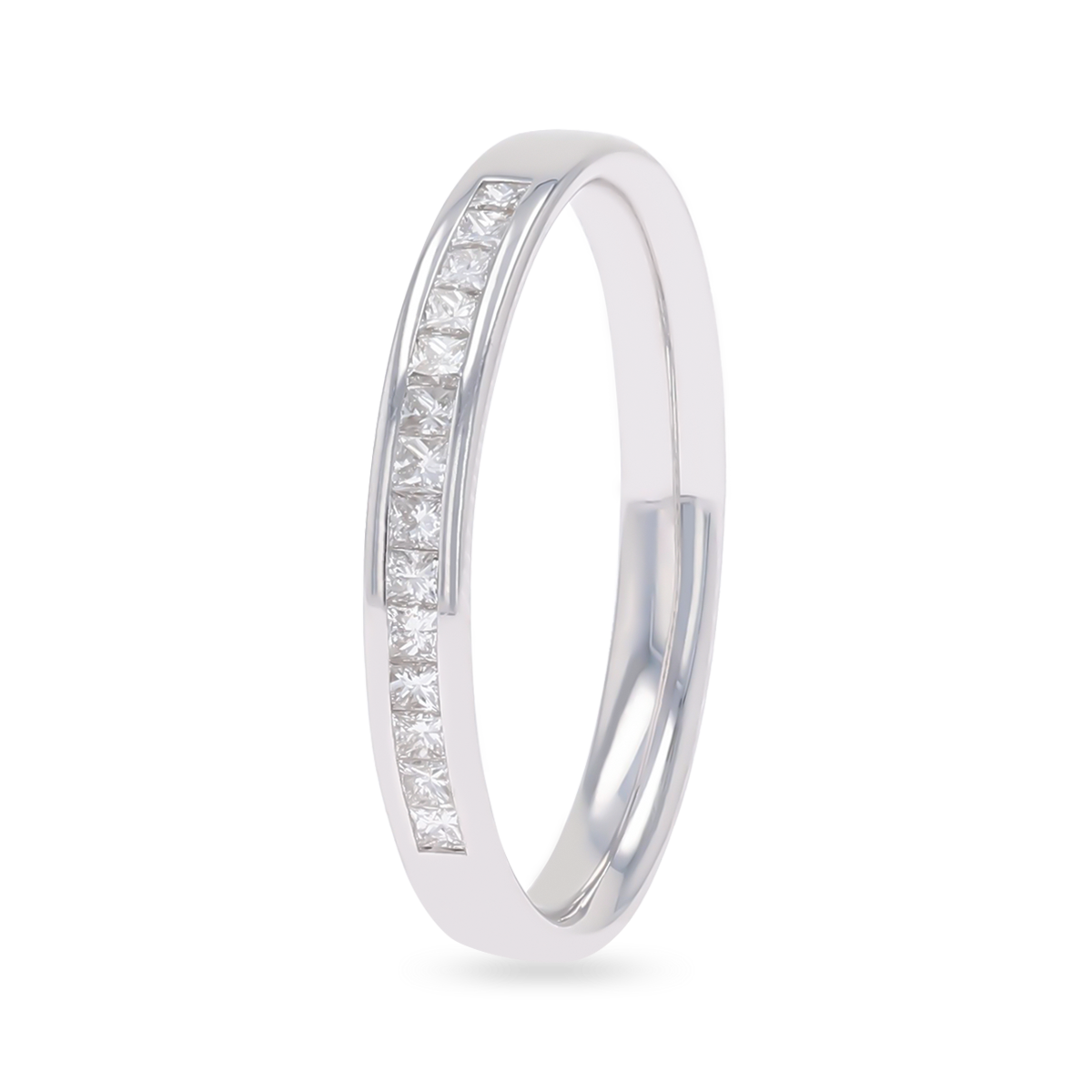 18ct White Gold Princess Cut Certified 0.20cts Diamond Channel Set Band